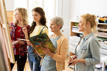 Image showing women with brushes painting at art school