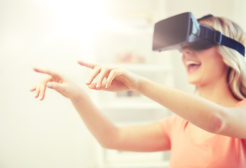 Image showing woman in virtual reality headset or 3d glasses