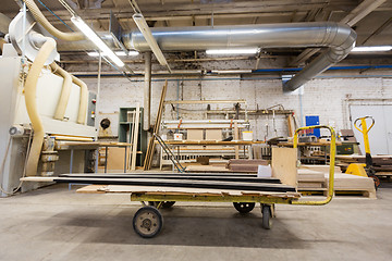 Image showing loader and boards at woodworking factory shop