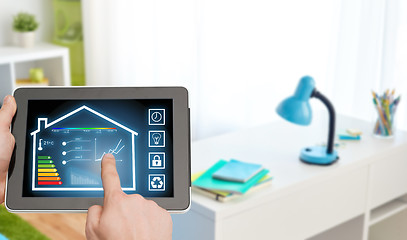 Image showing tablet pc with smart home settings on screen