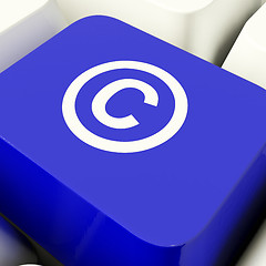 Image showing Copyright Computer Key In Blue Showing Patent Or Trademark