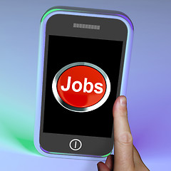 Image showing Jobs Computer Button On Mobile Shows Work And Careers