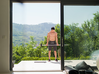 Image showing man doing morning exercises