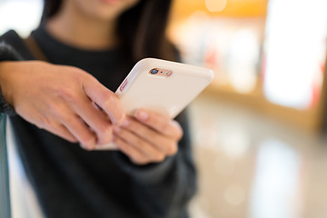 Image showing Woman touch on the smart phone