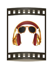 Image showing Sunglasses and headphone for your face. 3d illustration. The fil