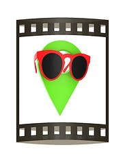 Image showing Glamour map pointer in sunglasses. 3d illustration. The film str