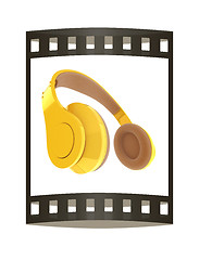 Image showing Best headphone icon. 3d illustration. The film strip.