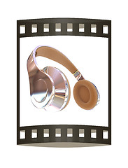 Image showing Best headphone icon. 3d illustration. The film strip.