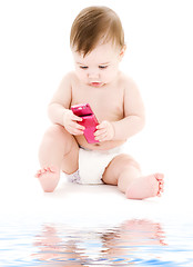 Image showing baby with cell phone