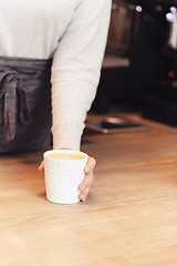 Image showing Barista, cafe, making coffee, preparation and service concept