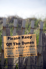 Image showing editorial keep off dunes sign Montauk