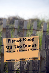Image showing keep off dunes sign Montauk, New York