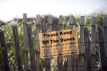 Image showing editorial keep off dunes sign Montauk, New York