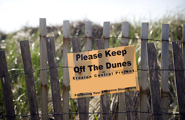 Image showing keep off dunes sign Montauk, New York