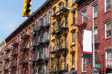 Image showing A fire escape of an apartment building in New York city