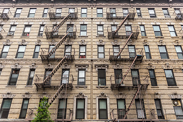 Image showing A fire escape of an apartment building in New York city