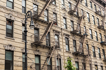 Image showing A fire escape of an apartment building in New York city