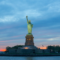 Image showing Statue of Liberty at dusk, New York City, USA