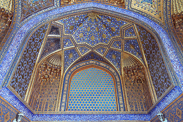 Image showing Ceiling of Aksaray mausoleum, Samarkand, Uzbekistan