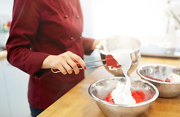 Image showing chef making macaron batter at kitchen