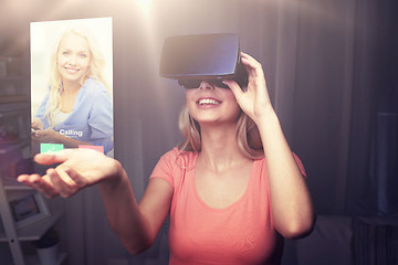 Image showing woman in virtual reality headset or 3d glasses