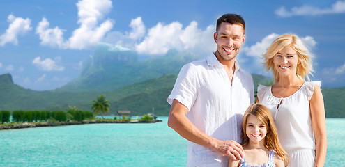 Image showing happy family over bora bora background