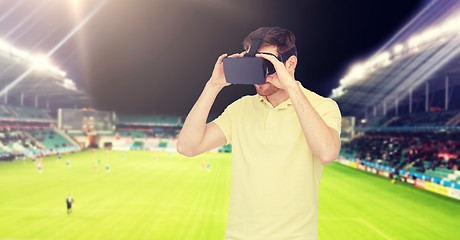 Image showing man in virtual reality headset over football field