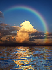 Image showing rainbow over the ocean