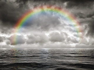 Image showing rainbow at the ocean