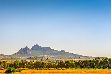 Image showing Panoramic view to the mountains in motion