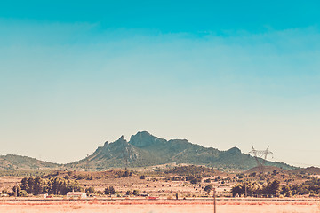 Image showing Panoramic view to the mountains in motion