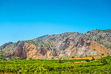 Image showing Panoramic view to the mountains in motion