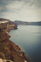 Image showing View on Santorini island, cyclades, sky and sea