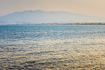 Image showing European sandy beach and blue sea, Mar Menor