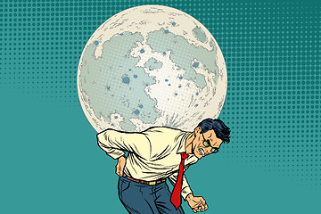 Image showing Man carries big moon