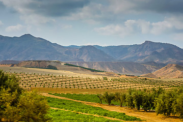 Image showing Panoramic view to the mountains in motion