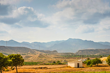 Image showing Panoramic view to the mountains in motion