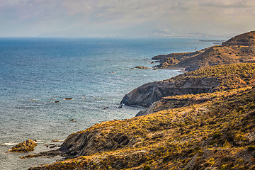 Image showing Panoramic view to the sea from above, Almeria, Andalusia