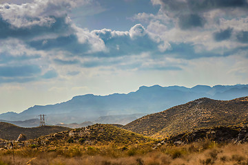 Image showing Panoramic view to the mountains in motion