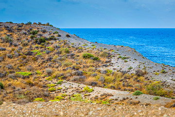 Image showing Panoramic view on the mountain and sea, Almeria, Andalusia