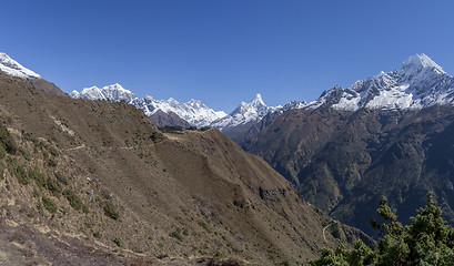 Image showing Everest Lhotse Thamserku and Ama Dablam in Nepal