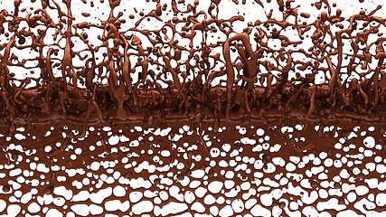 Image showing Melted chocolate or cocoa coffee splashes and droplets