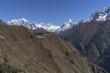 Image showing Everest, Lhotse and Ama Dablam summits in Nepal