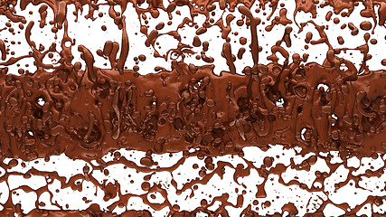 Image showing Melting chocolate or cocoa coffee splashes and droplets