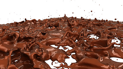 Image showing chocolate or cocoa coffee splashes and droplets