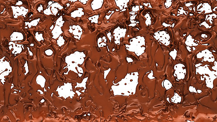 Image showing Melted  chocolate or cocoa coffee splashes and droplets