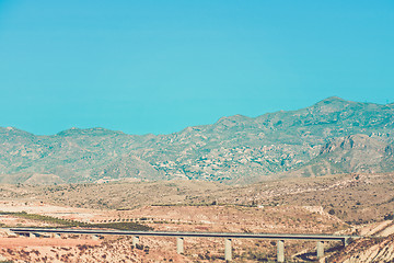 Image showing Panoramic view to the mountains in motion