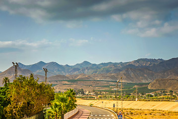 Image showing Panoramic view to the mountains in motion