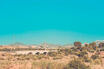 Image showing Panoramic view to the mountains in motion