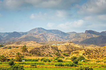 Image showing Panoramic view to the mountains in motion